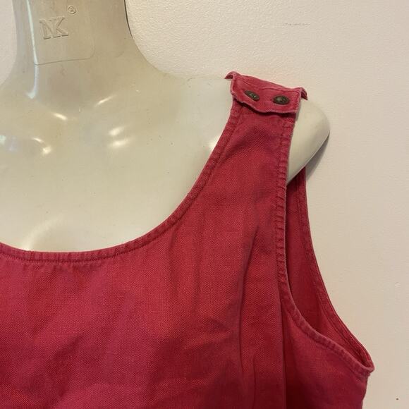 J. Jill 100% Linen Womens L Tank Top Fuchsia Pink Sleeveless Beach Summer Resort - Picture 5 of 7